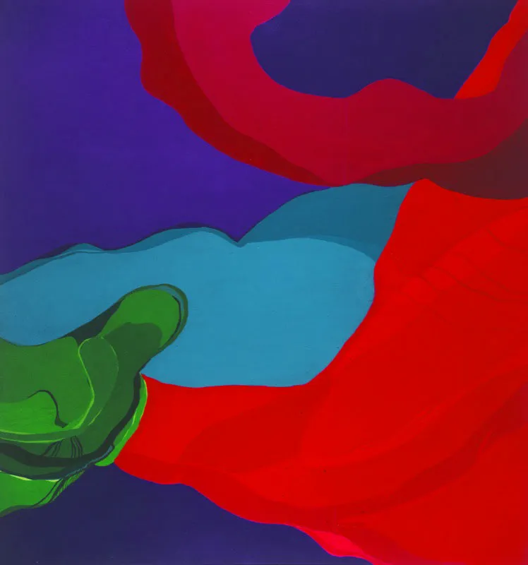 Diva Teresa Ramírez, Danzarines en el espacio, 1976, acrílico sobre papel. 160 x 170 cm.
Banco de la República. Bogotá.
