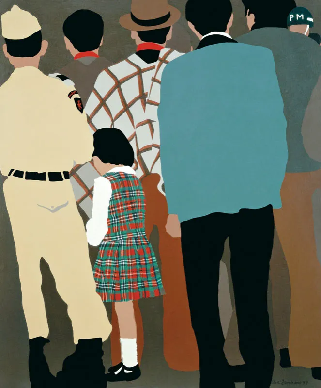 Elsa Zambrano, cuadro de la serie Las escuelas (detalle), 1979, acrílico sobre lienzo, 120 x 110 cm.
Colección Suramericana de Seguros.