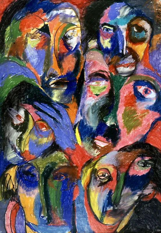 Lorenzo Jaramillo, Caras (detalle), 1981, pastel sobre papel, 100 x 70 cm.