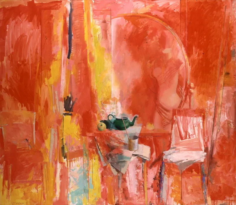 Taller rojo con musa.
1998.
Óleo sobre lino.
173,5 x 200 cm.
