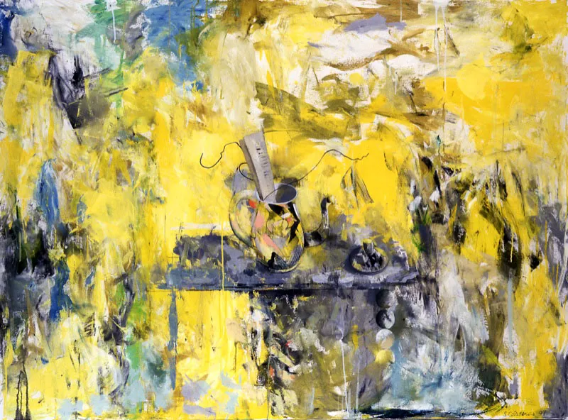 Jarrn amarillo. 
1997. 
leo sobre lienzo. 
127 x 172 cm.  