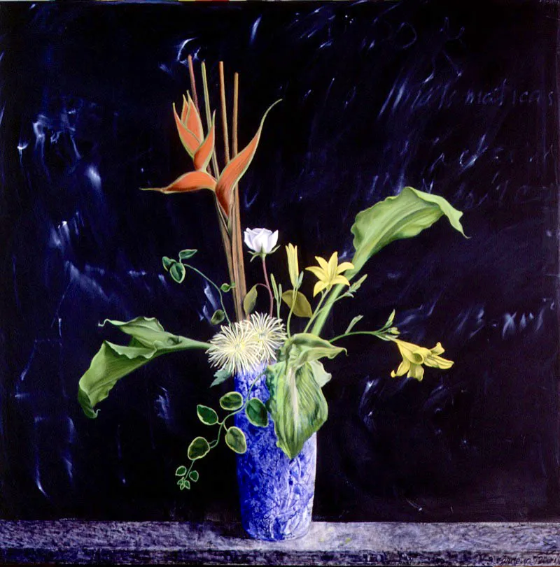 Negro con azul.
2000.
Óleo sobre lienzo.
130 x 130 cm.