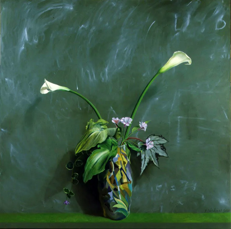 Florero.
2000.
Óleo sobre lienzo.
130 x 130 cm.