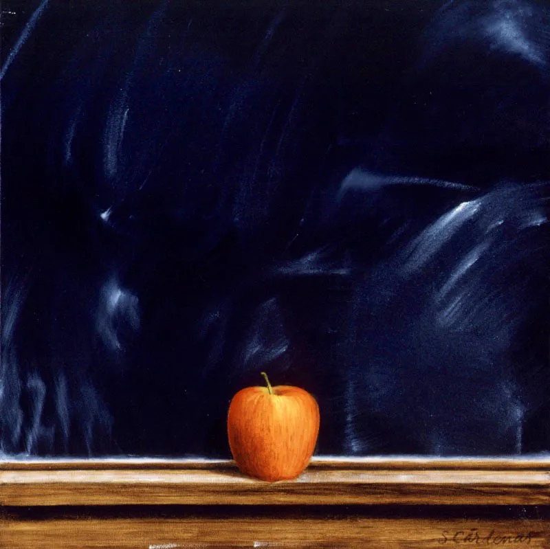 Manzana roja.
2000.
Óleo sobre lienzo.
50 x 50 cm.