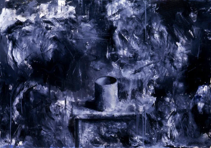 Tarrito negro.
1997.
Óleo sobre lienzo.
70 x 100 cm.