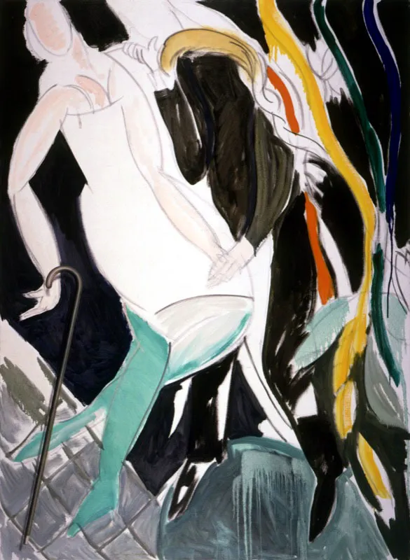 El baile junto a la piscina.
1987.
Óleo sobre lino.
172 x 127 cm.