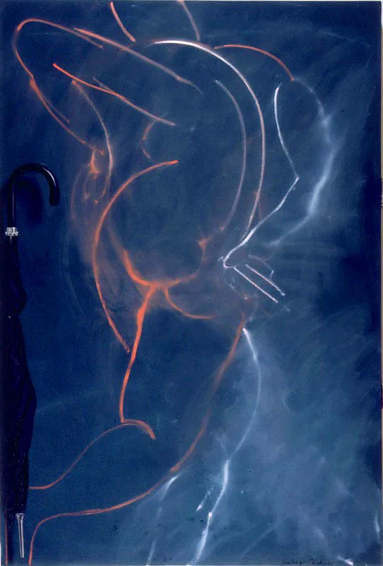 Figura con paraguas.
1985.
Óleo sobre lienzo.
127 x 86 cm.