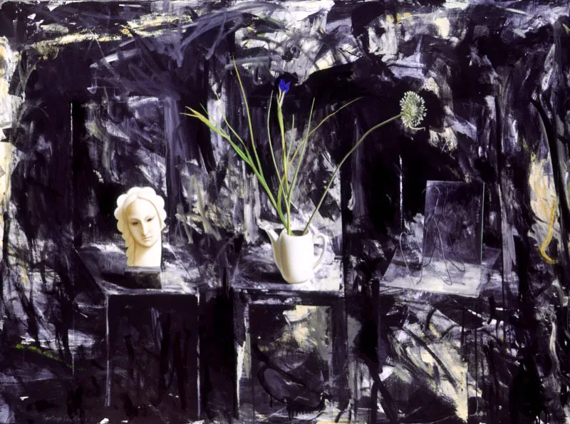 Tres asientos.
1993.
Óleo sobre lino.
127 x 172 cm.