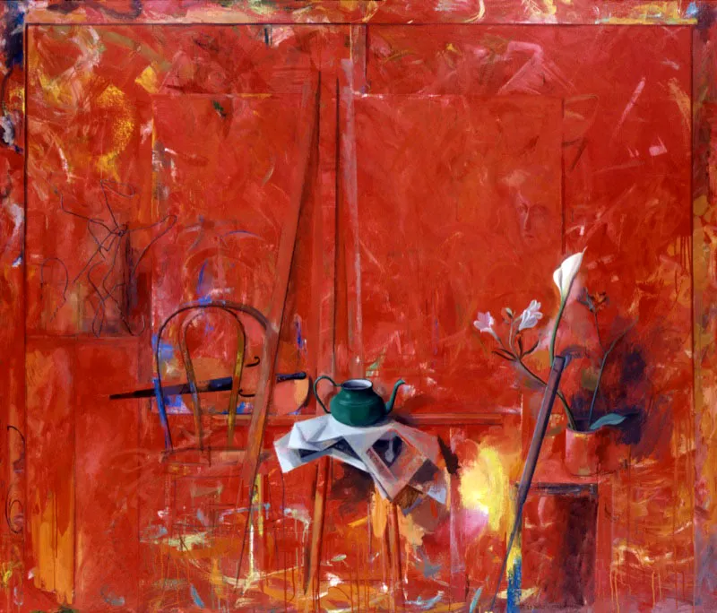 El taller II.
1994 - 95.
Óleo sobre lino.
173 x 200 cm.