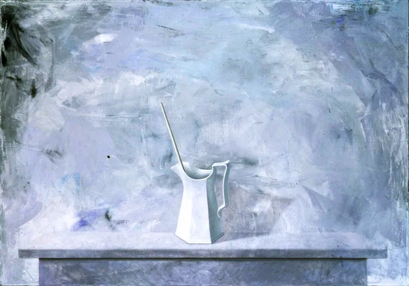 Jarra blanca.
1993.
Óleo sobre lino.
70 x 100 cm.