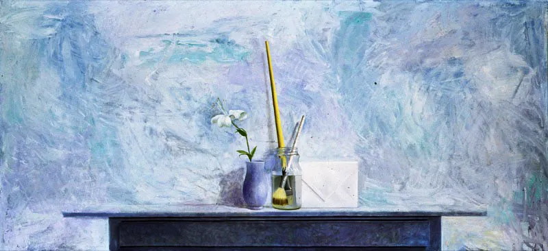 Mesa con sobre.
1993.
Óleo sobre lino.
70 x 153 cm.