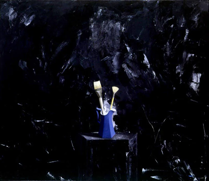 Bodegn negro. 
1992. 
leo sobre lienzo. 
130 x 151 cm.  