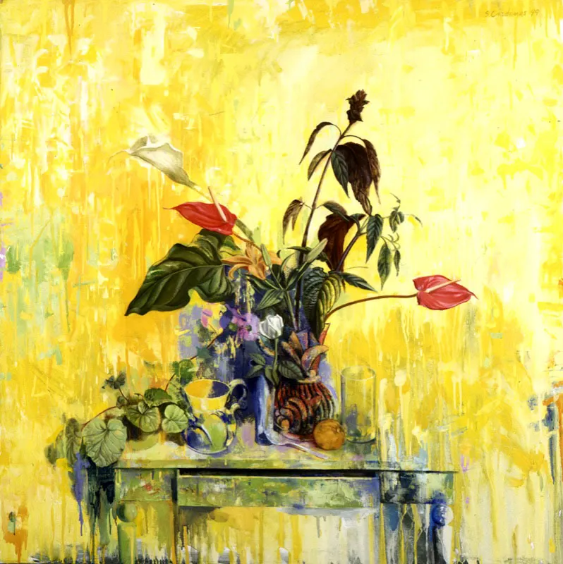 Bodegón El Dorado.
1999.
Óleo sobre lienzo.
130 x 130 cm.