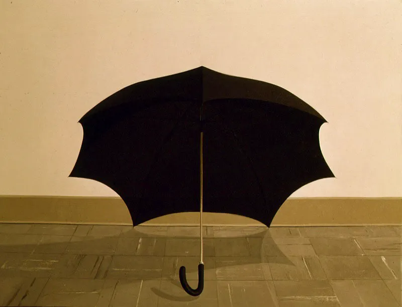 Paraguas abierto.
1973.
Óleo sobre lienzo.
115 x 150 cm.