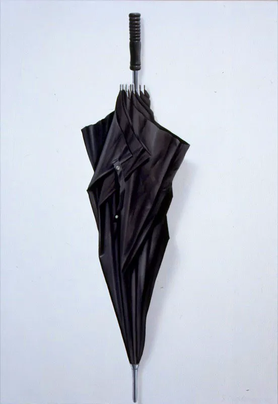 Paraguas negro II.
2005.
Óleo sobre lienzo.
100 x 70 cm.