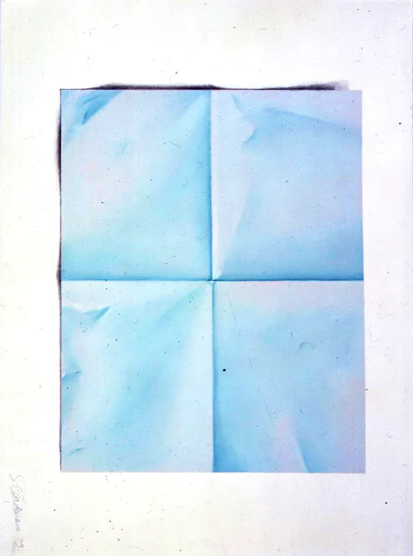 Papel gris aguamarina.
2003.
Dibujo, técnica mixta sobre papel.
56 x 76 cm.
