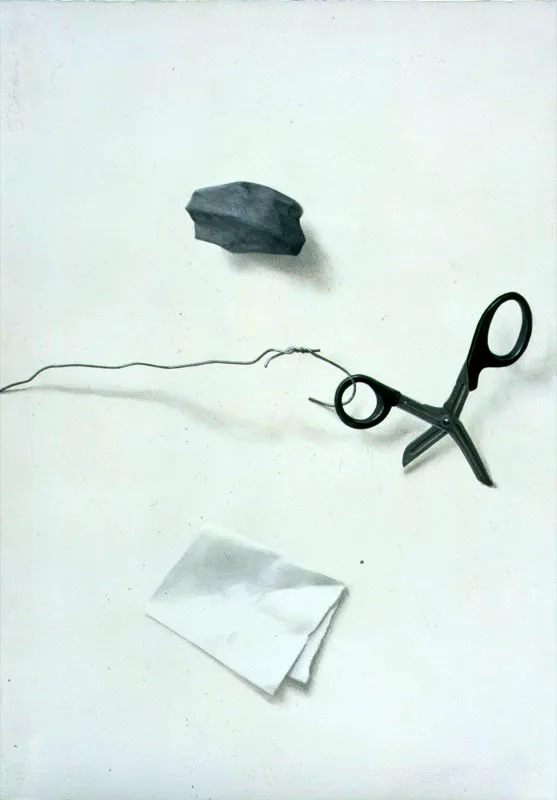 Asteroide de papel y tijeras.
2003.
Dibujo, técnica mixta.
56 x 75 cm.