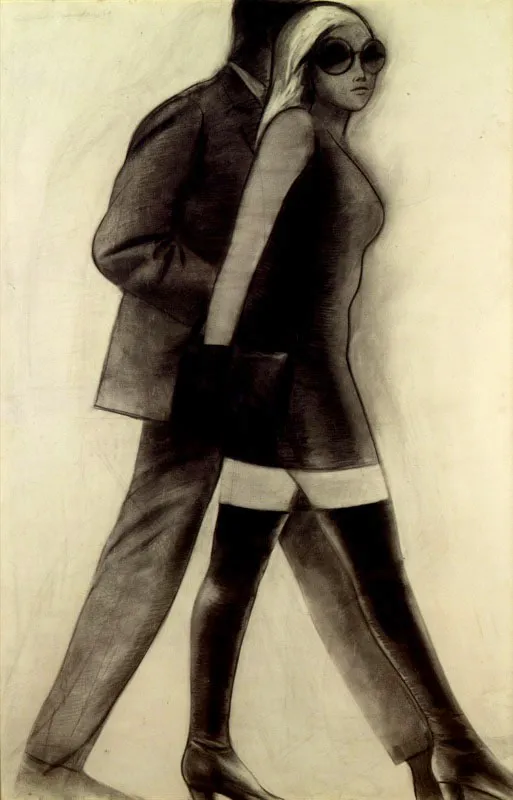 Pareja homenaje a Masaccio. 
1969. 
Carboncillo sobre papel. 
152 x 99,2 cm.  