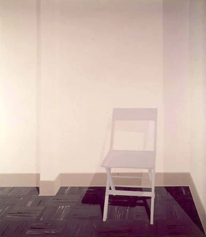 La silla plegable.
1971.
Óleo sobre lienzo.
190 x 165 cm.