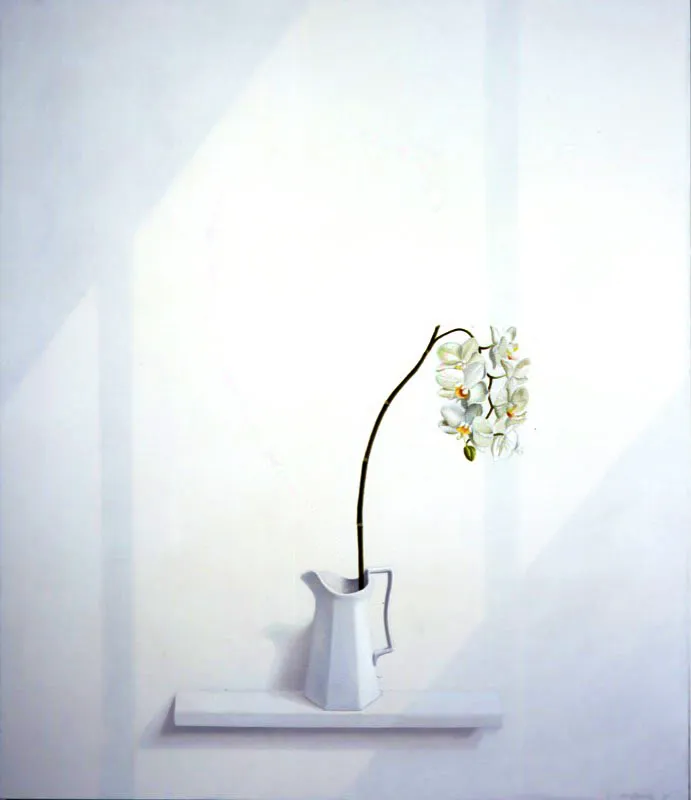 Falenopsis en blanco. 
2005. 
leo sobre lienzo. 
130 x 112 cm.  