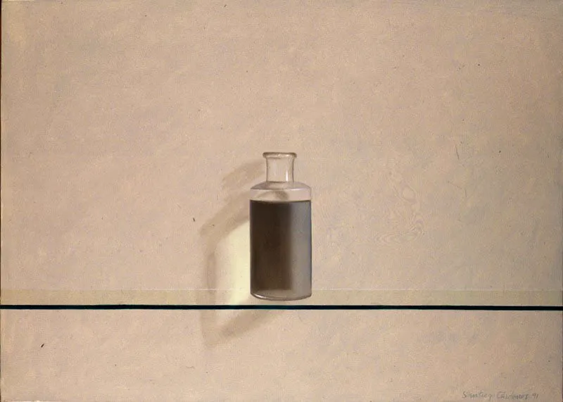Frasco.
1991.
Óleo sobre lienzo.
50 x 70 cm.