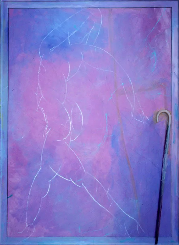 Amazona con bastón.
1986.
Óleo sobre lino.
172 x 127 cm.