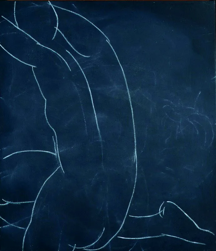 Figura con tiza.
1986.
Óleo sobre lino.
71 x 62 cm.