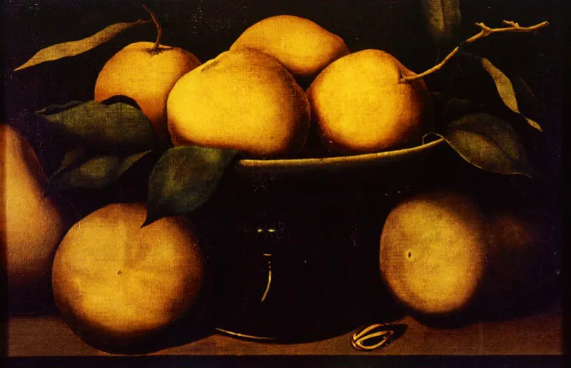 Frutero con naranjas / ca. 1970 / leo sobre lienzo / 30,5 x 43 cm  