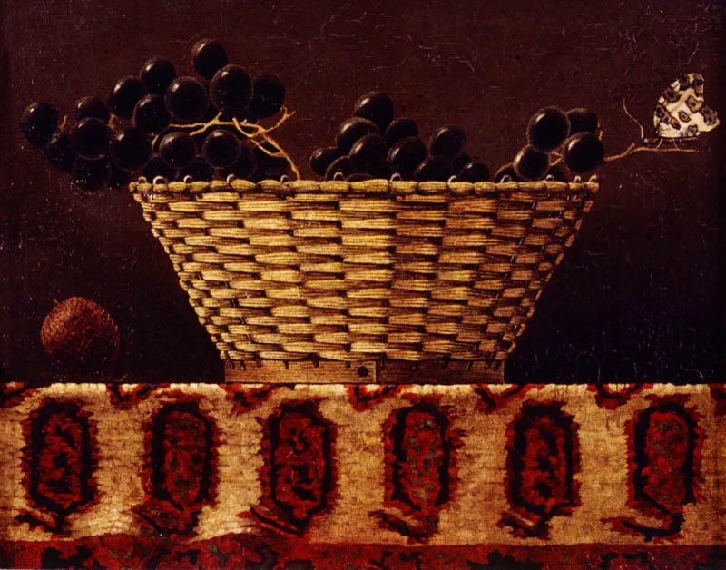 Cesta con uvas / 1981 / leo sobre lienzo / 27 x 30 cm  