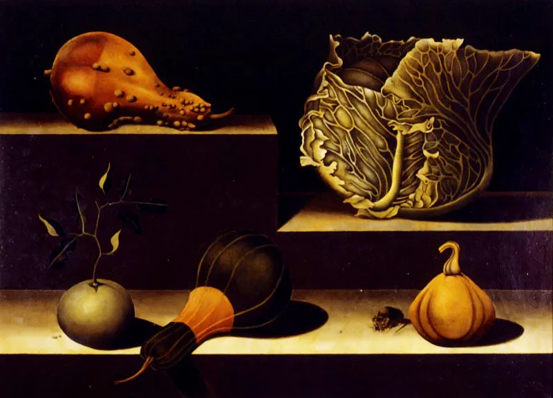 Calabacines y col / ca. 1987 / Óleo sobre lienzo / 65 x 90 cm