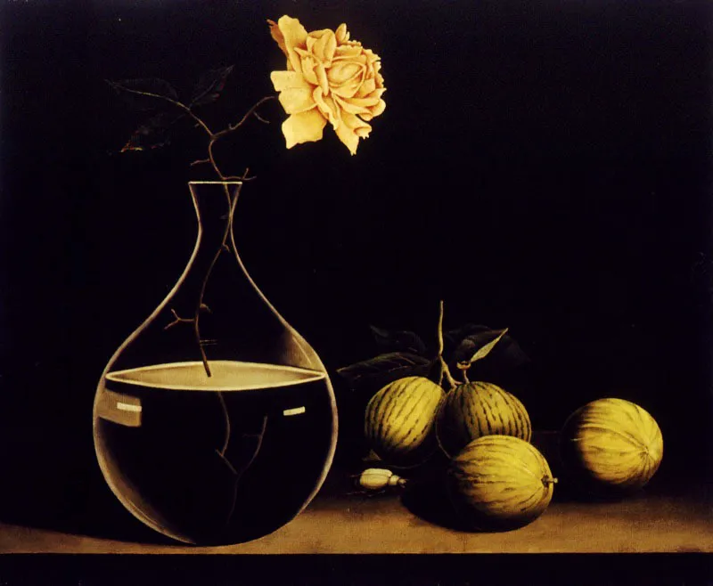 Vaso con rosa / ca. 1982 / leo sobre lienzo / 49 x 60 cm  