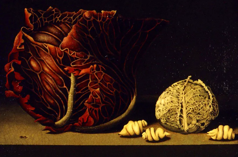 Coles y cubios / 1986 / leo sobre lienzo / 38 x 57 cm  