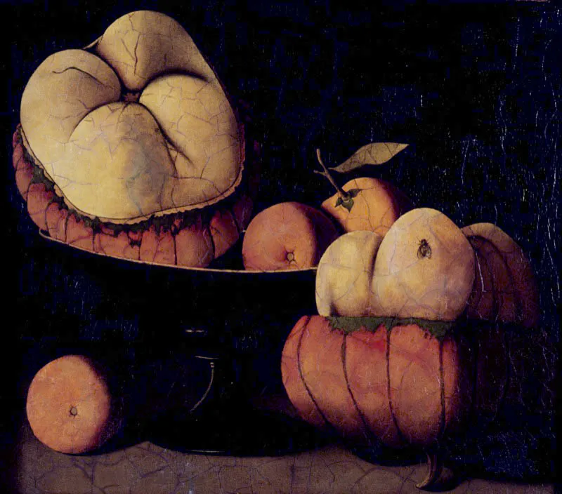 Calabazos y naranjas / leo sobre madera / 40 x 46 cm  