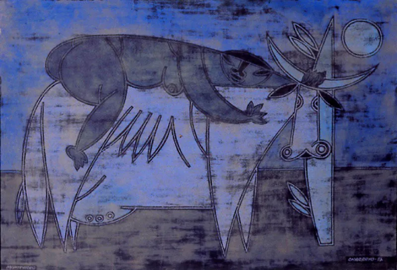 La vaca mansa / 1957 / Tintas / 37 x 54 cm / Montevideo 