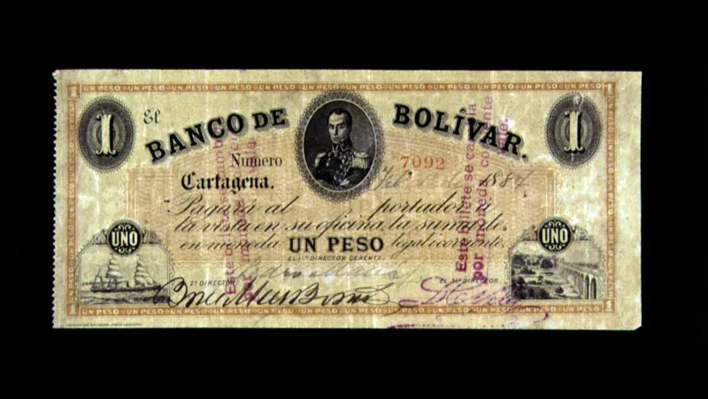 Billetes de bancos privados: Banco de Bolvar. 