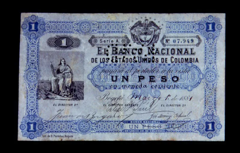 Billete del Banco Nacional, 1884.