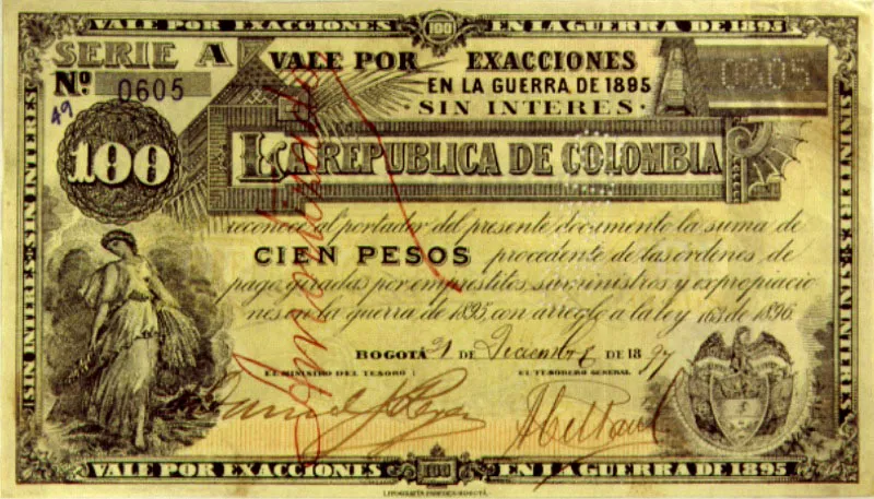 Val de 100 pesos, por exacciones de la guerra