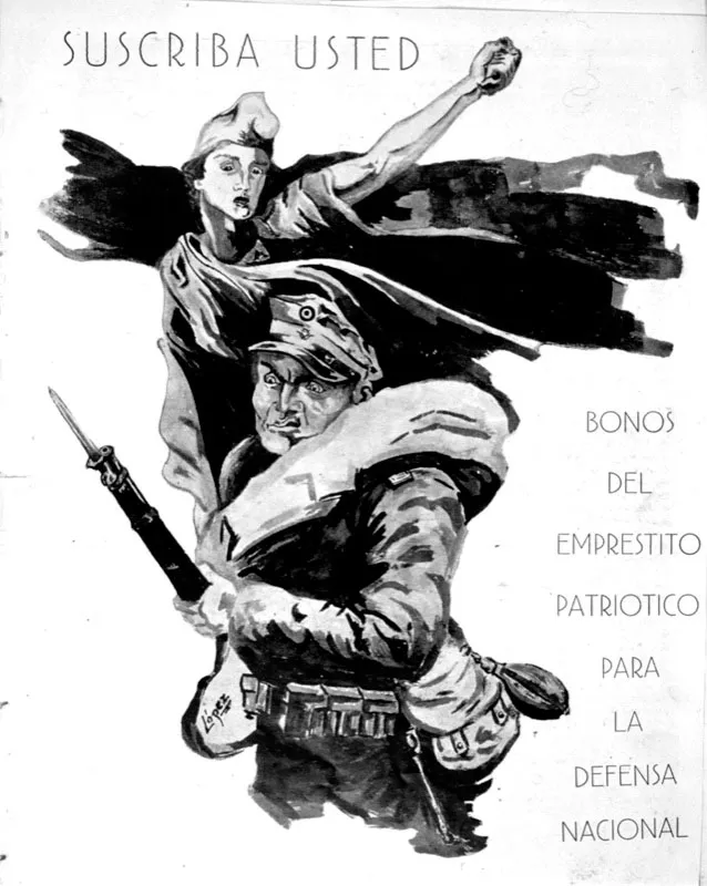 Propaganda para la suscripción de Bonos de Empréstito Patriótico. Diseño de López.