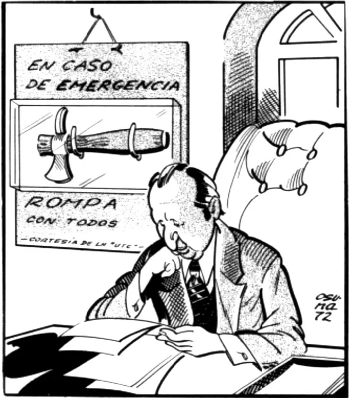 Misael Pastrana Borrero. Caricatura de Héctor Osuna, alusiva al decreto de emergencia económica, promulgado por su gobierno.