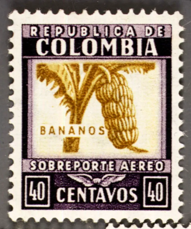 Estampilla sobre el tema Riquezas Naturales, impresa en 1932: banano.
 