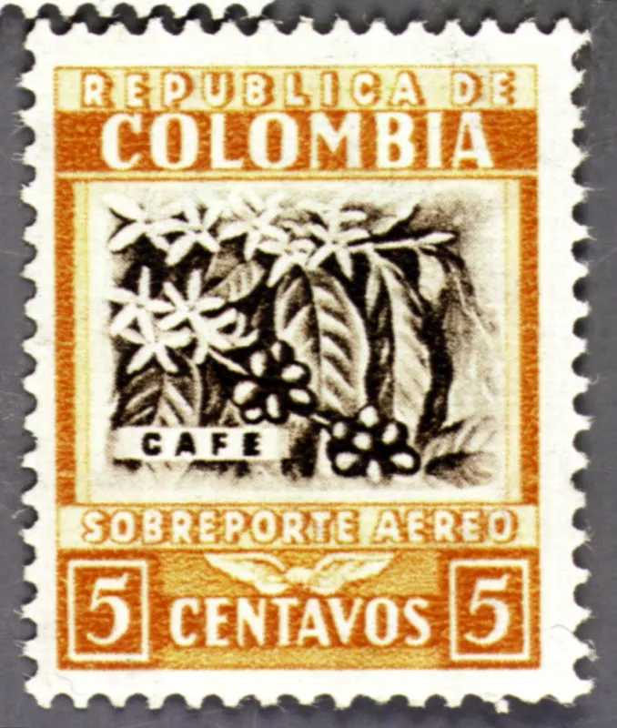 Estampilla sobre el tema Riquezas Naturales, impresa en 1932: caf.
 