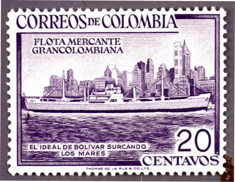 Estampilla alusiva a la Flota Mercante Grancolombiana.