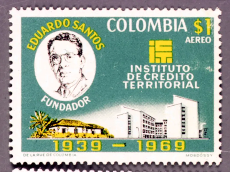Estampilla conmemorativa de los treinta años (1939-1969) de la fundación del Instituto de Crédito Territorial.