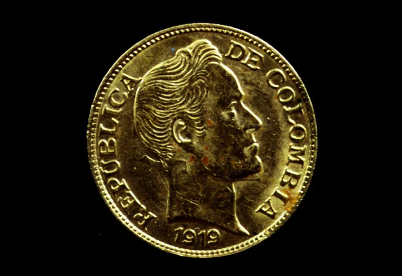 Moneda de dos pesos y medio, de 1919. 