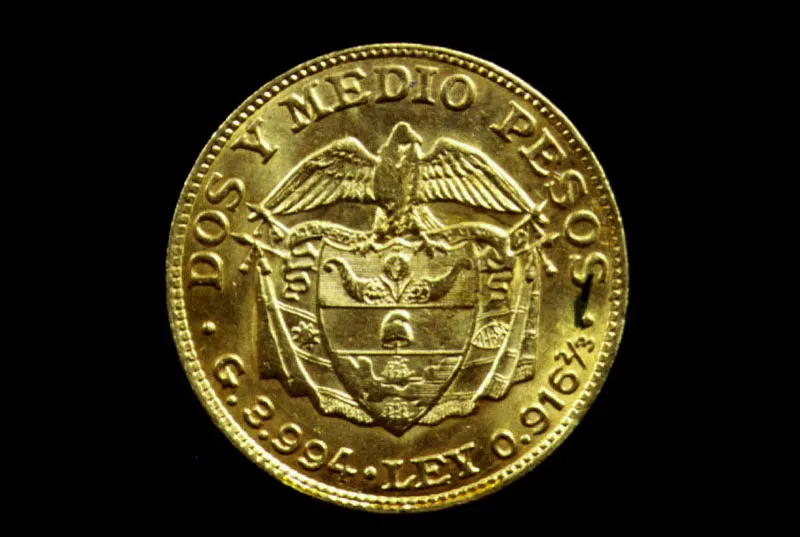 Moneda de dos pesos y medio, de 1919. 