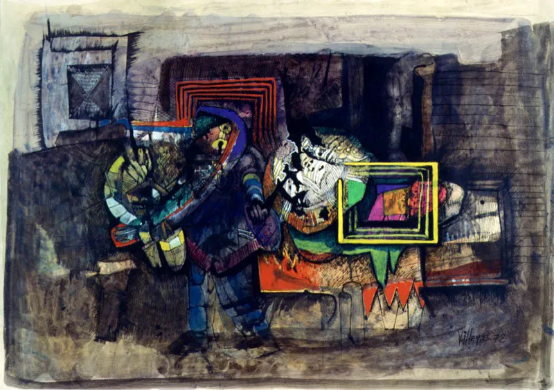Número 36 ✦ 1972 ✦ Témpera y tinta sobre papel sobre madera ✦ 49 x 69 cm ✦ Biblioteca Luis Ángel Arango