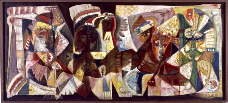 Retrato de danzantes ✦ 1957 ✦ Óleo sobre lienzo ✦ 94 x 210 cm ✦ Colección Ministerio de Educación, Bogotá