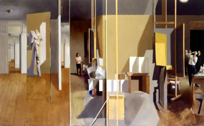 Interior del taller. 2005. leo sobre lienzo. 91 x 147 cm 