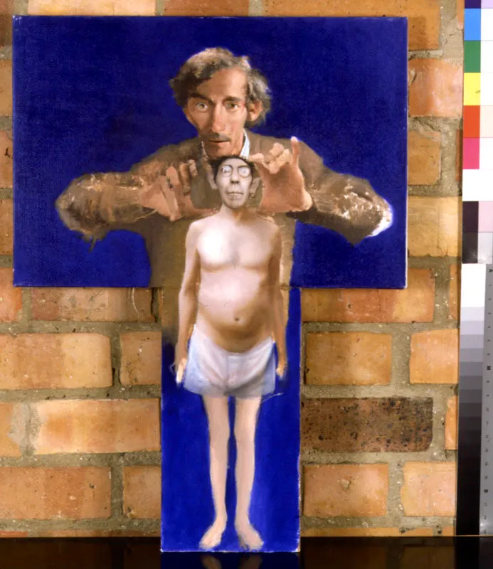 Autorretrato con fondo azul. 1991. leo sobre lienzo. 65,7 x 48,1 cm 