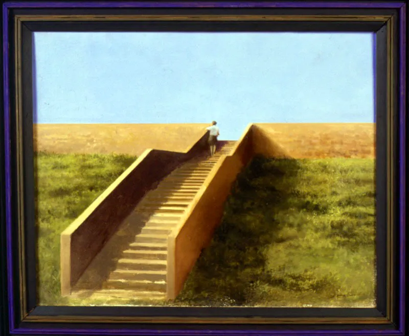 La escalera. 1988. leo sobre lienzo. 37 x 46 cm 